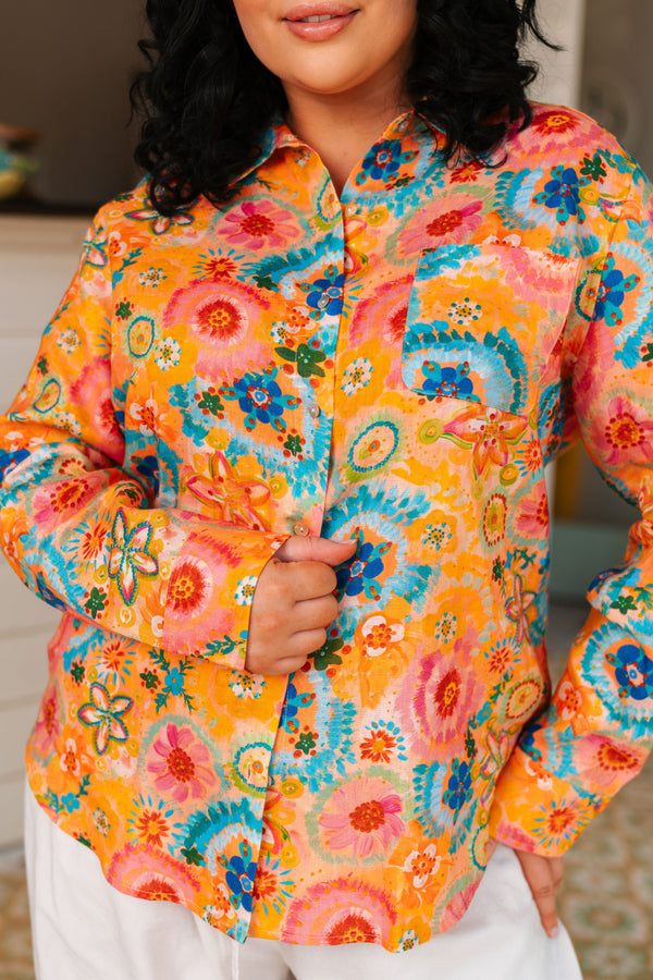 Seeds Of Spirit 100% Linen Long Sleeve Relaxed Women's Shirt