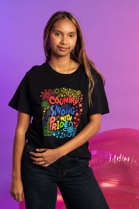 Country Strong With Pride Black Cotton Everyday Women's T-Shirt