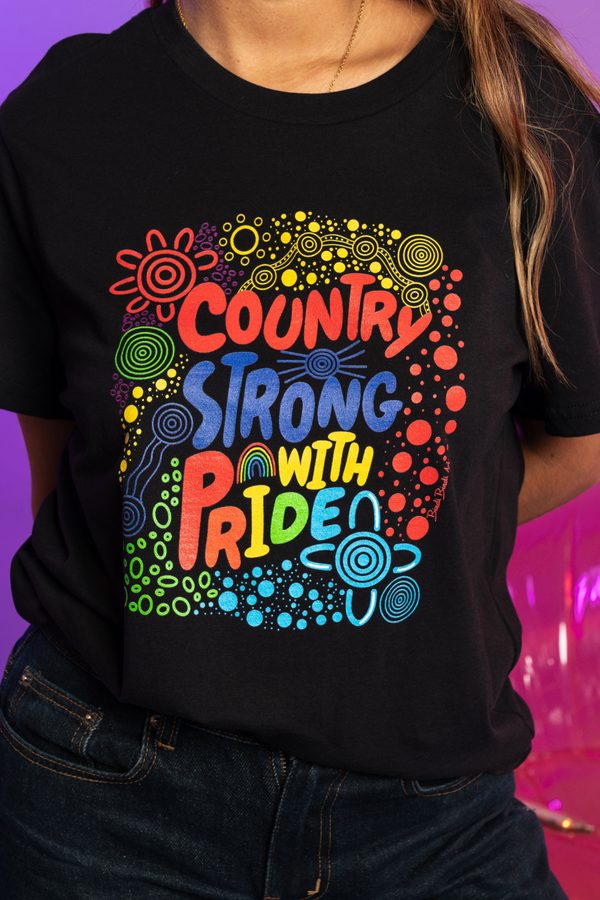 Country Strong With Pride Black Cotton Everyday Women's T-Shirt