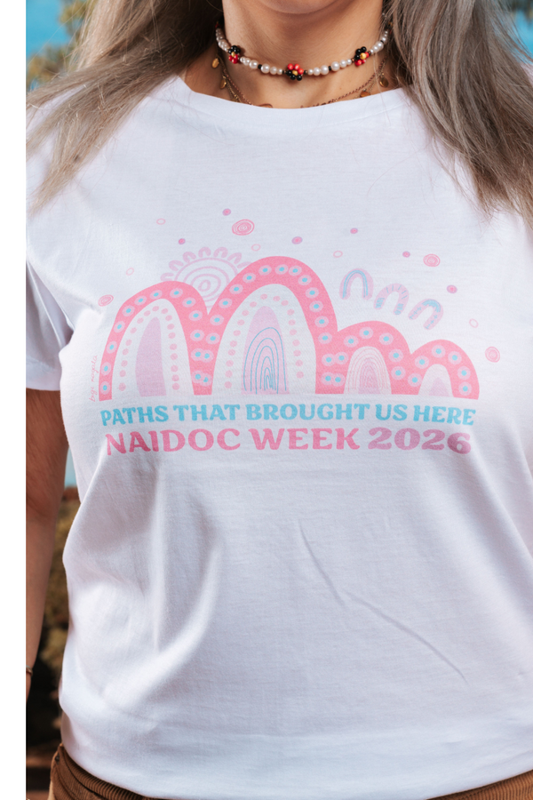 Paths That Brought Us Here NAIDOC Week 2026 White Cotton Everyday Women's T-Shirt