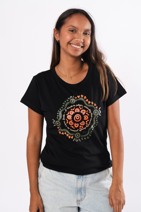 Babiin Black Cotton Crew Neck Womens T-Shirt