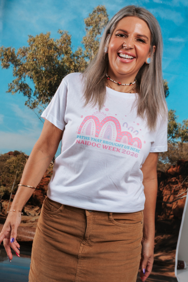 Paths That Brought Us Here NAIDOC Week 2026 White Cotton Everyday Women's T-Shirt