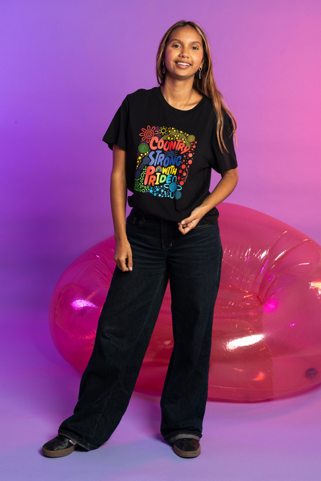 Country Strong With Pride Black Cotton Everyday Women's T-Shirt