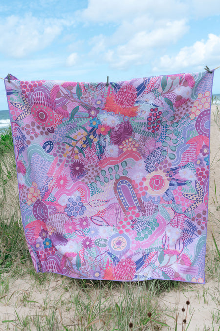 Flowers Along The River Sand Free rPET Beach Towel (160cmx160cm)