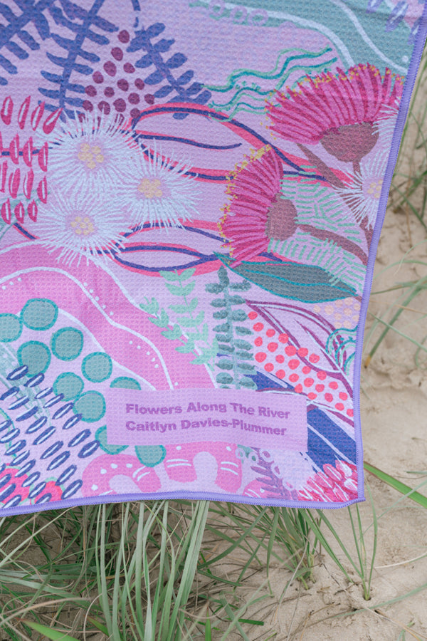 Flowers Along The River Sand Free rPET Beach Towel (160cmx160cm)