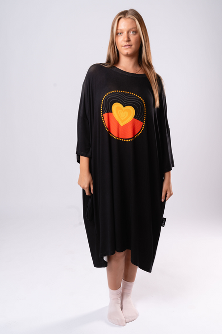 Proud Heart (Black) Bamboo Oversized Sleep Tee