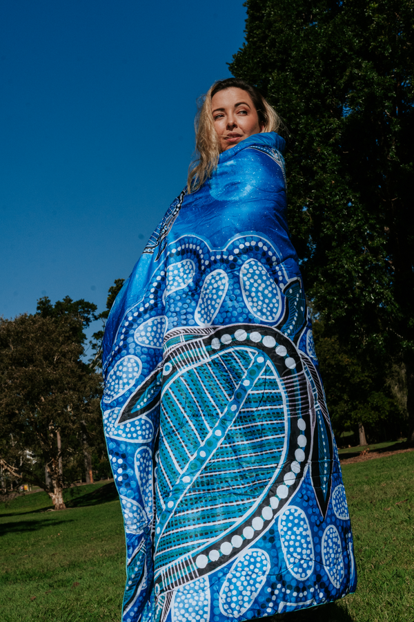 Ocean Turtles Outdoor Puff Blanket
