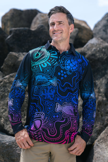 Night Fishing UPF50+ Unisex Long Sleeve Polo Shirt