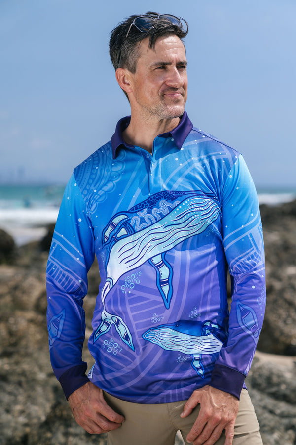 Whale Dreaming UPF50+ Unisex Long Sleeve Polo Shirt