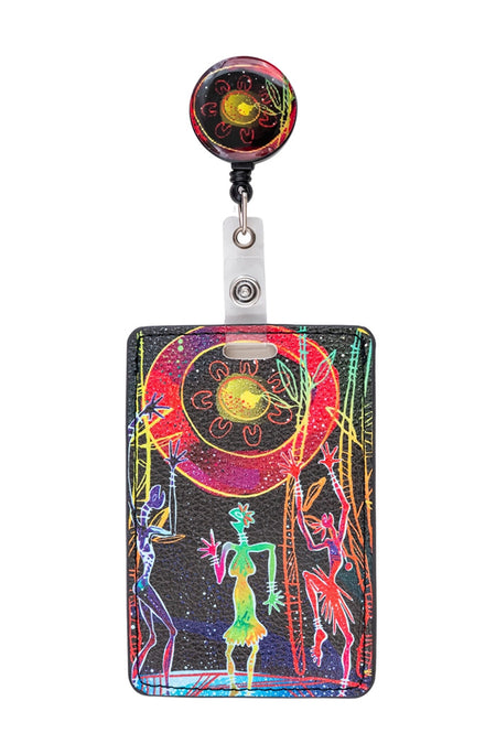 Celestial Rhythms Retractable Card Holder with Clip