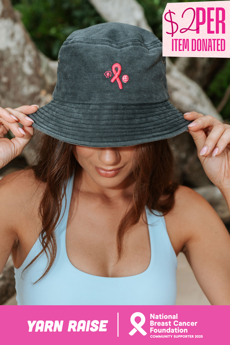 Sacred Women's Way Ribbon Black Vintage Washed Bucket Hat