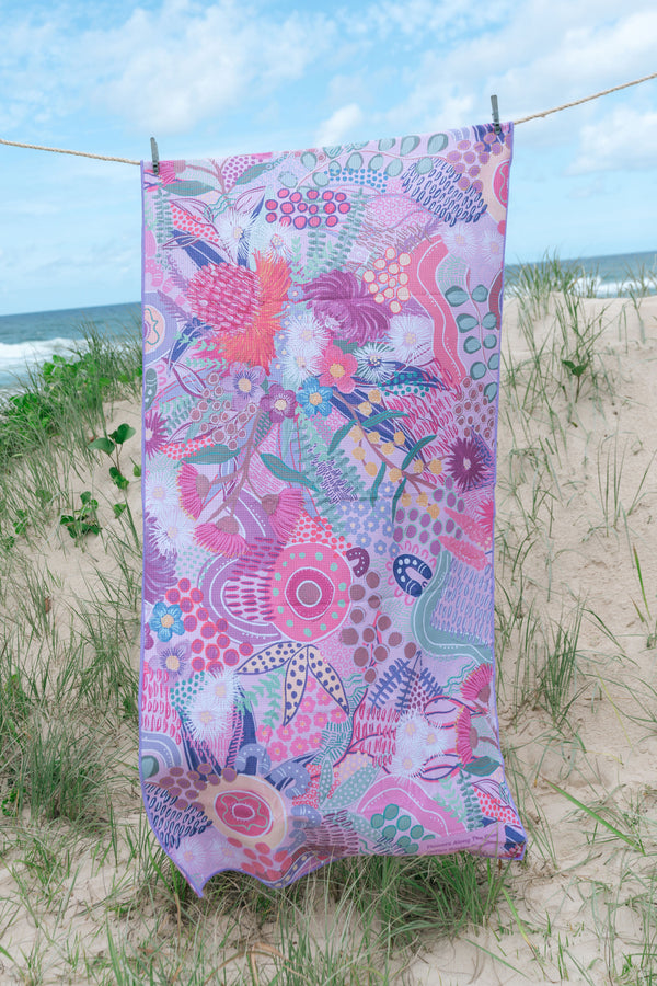 Flowers Along The River Sand Free rPET Beach Towel (80x160cm)