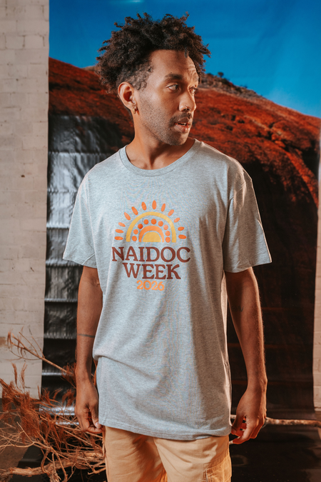 Core NAIDOC Week 2026 Grey Marle Cotton Crew Neck Unisex T-Shirt