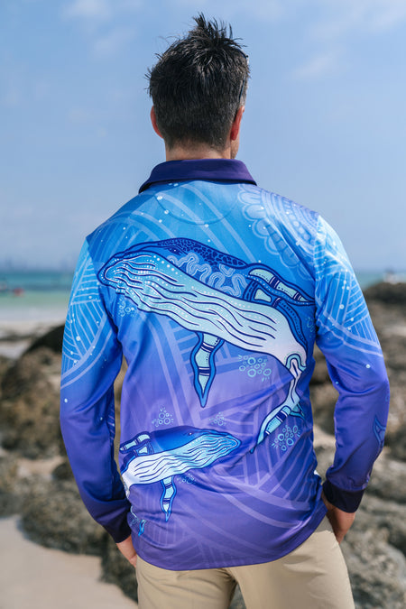 Whale Dreaming UPF50+ Unisex Long Sleeve Polo Shirt