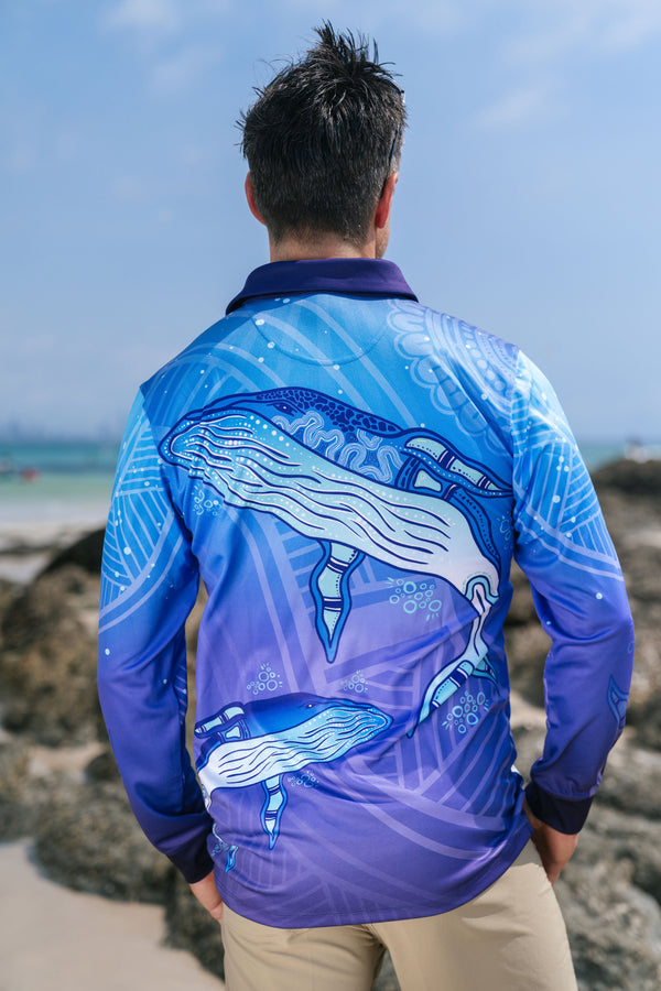 Whale Dreaming UPF50+ Unisex Long Sleeve Polo Shirt
