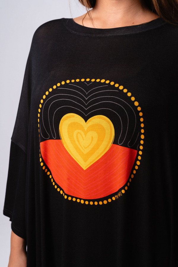 Proud Heart (Black) Bamboo Oversized Sleep Tee