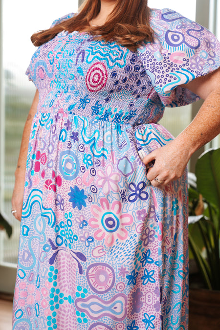 Mother Nature 100% Rayon Peasant Dress