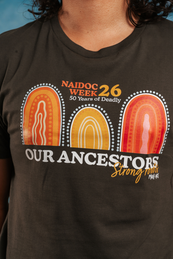 Our Ancestors NAIDOC Week 2026 Charcoal Cotton Crew Neck Unisex T-Shirt