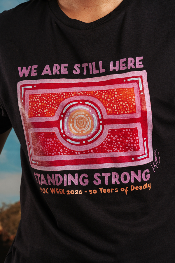 We Are Still Here NAIDOC Week 2026 Navy Cotton Crew Neck Unisex T-Shirt