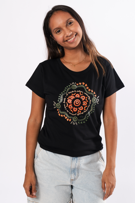 Babiin Black Cotton Crew Neck Womens T-Shirt