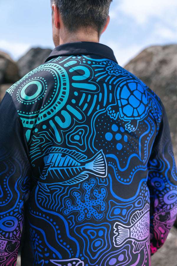 Night Fishing UPF50+ Unisex Long Sleeve Polo Shirt