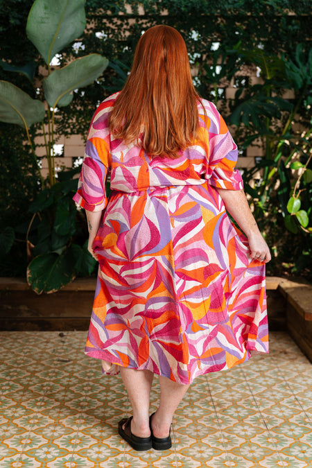 Dancing Leaves 100% Rayon Shirt Dress