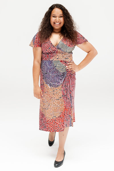 Our Many Tribes Women's Ruched Waist Midi Dress