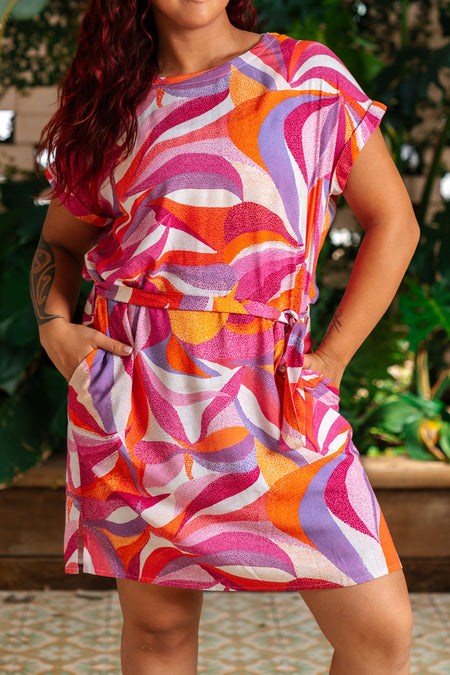 Dancing Leaves 100% Rayon Shift Dress