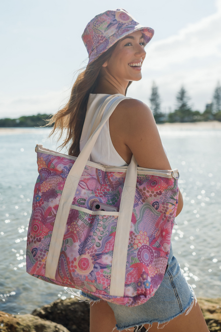 Flowers Along The River Large Long Handled Beach Bag