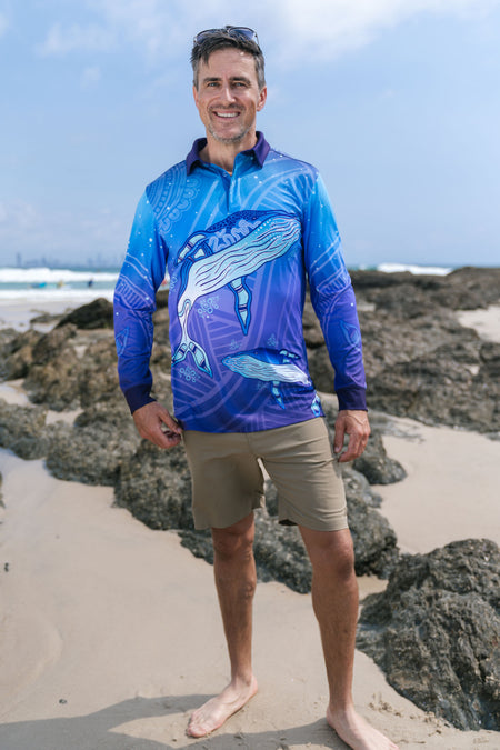 Whale Dreaming UPF50+ Unisex Long Sleeve Polo Shirt