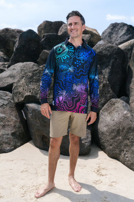 Night Fishing UPF50+ Unisex Long Sleeve Polo Shirt