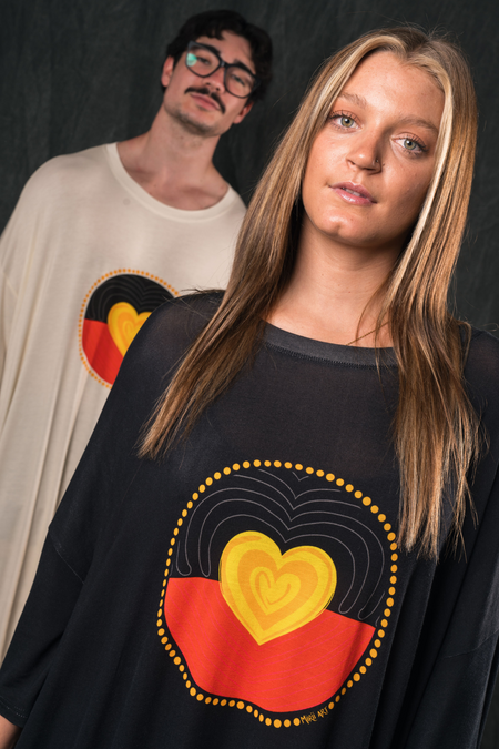 Proud Heart (Black) Bamboo Oversized Sleep Tee