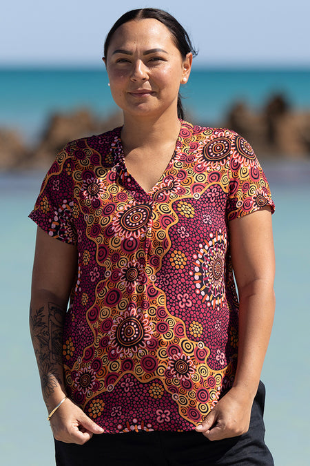 Yinaa V Neck Women's Short Sleeve Blouse