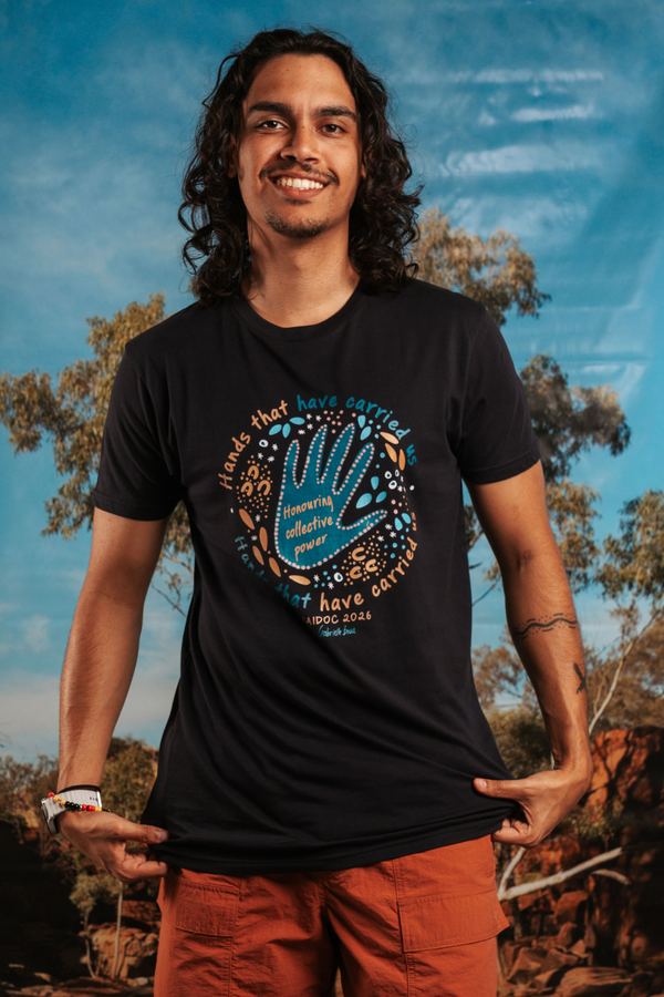 Hands That Have Carried Us NAIDOC Week 2026 Navy Cotton Crew Neck Unisex T-Shirt