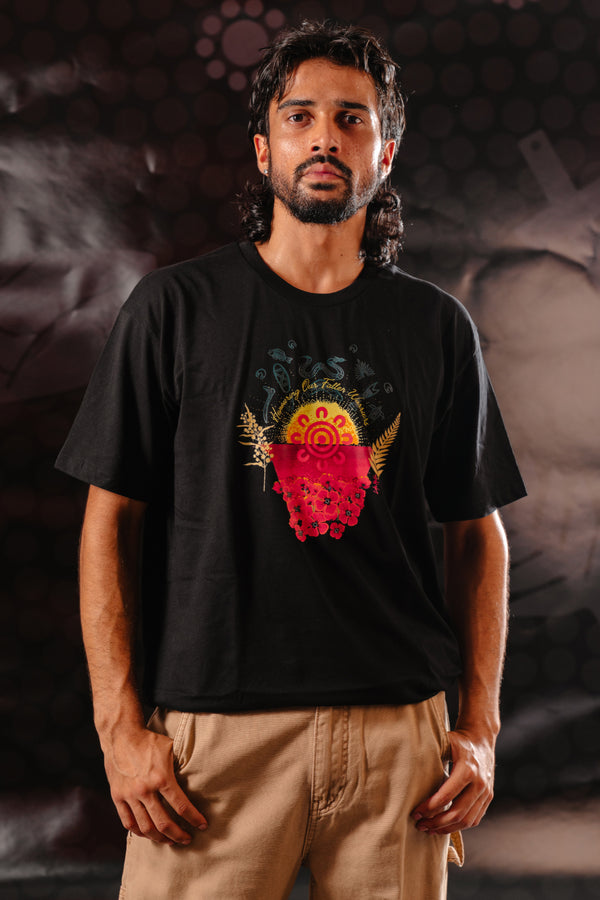 Honouring Our Fallen Warriors Black Cotton Crew Neck Unisex T-Shirt