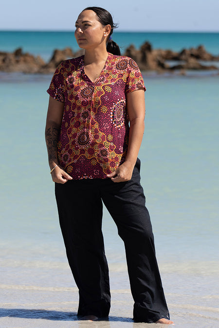 Yinaa V Neck Women's Short Sleeve Blouse