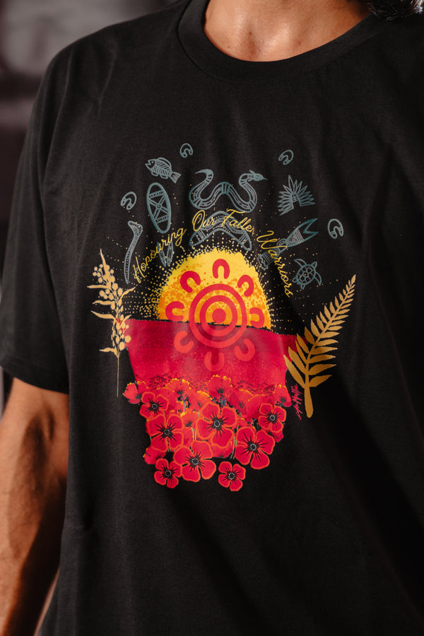 Honouring Our Fallen Warriors Black Cotton Crew Neck Unisex T-Shirt