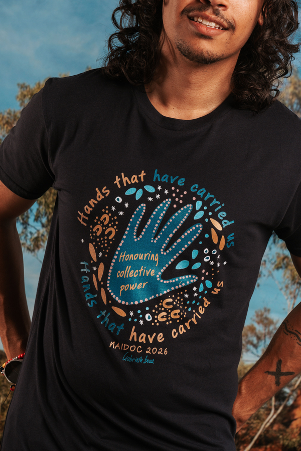 Hands That Have Carried Us NAIDOC Week 2026 Navy Cotton Crew Neck Unisex T-Shirt