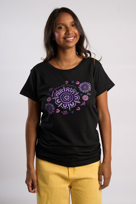 Flourish Black Cotton Everyday Womens T-Shirt