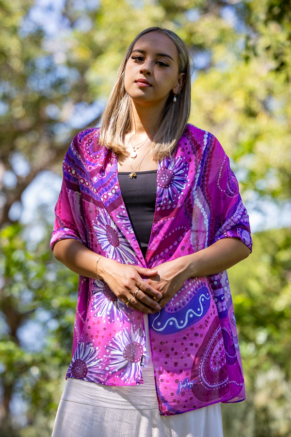 Pink Spring Rectangle Chiffon Scarf