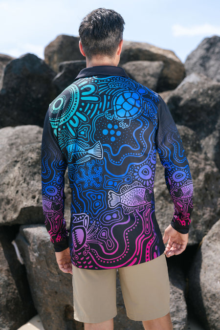 Night Fishing UPF50+ Unisex Long Sleeve Polo Shirt