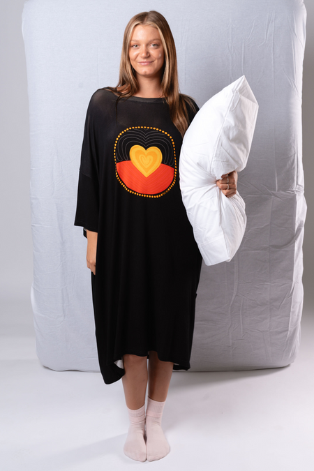 Proud Heart (Black) Bamboo Oversized Sleep Tee