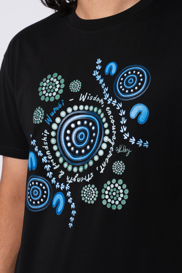 Wumbi Black Cotton Crew Neck Mens T-Shirt