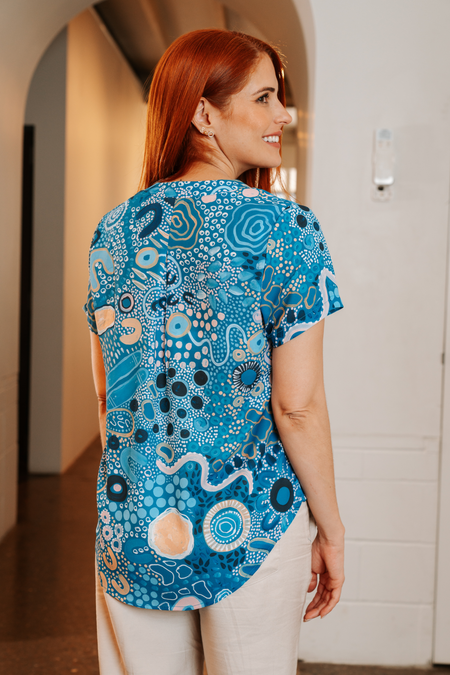 Moorditj Koorliny (Strong Journey) NAIDOC 2026 V Neck Women's Short Sleeve Blouse