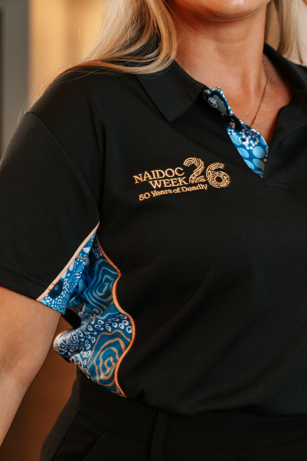 Moorditj Koorliny (Strong Journey) NAIDOC 2026 Bamboo (Simpson) Women's Fitted Polo Shirt