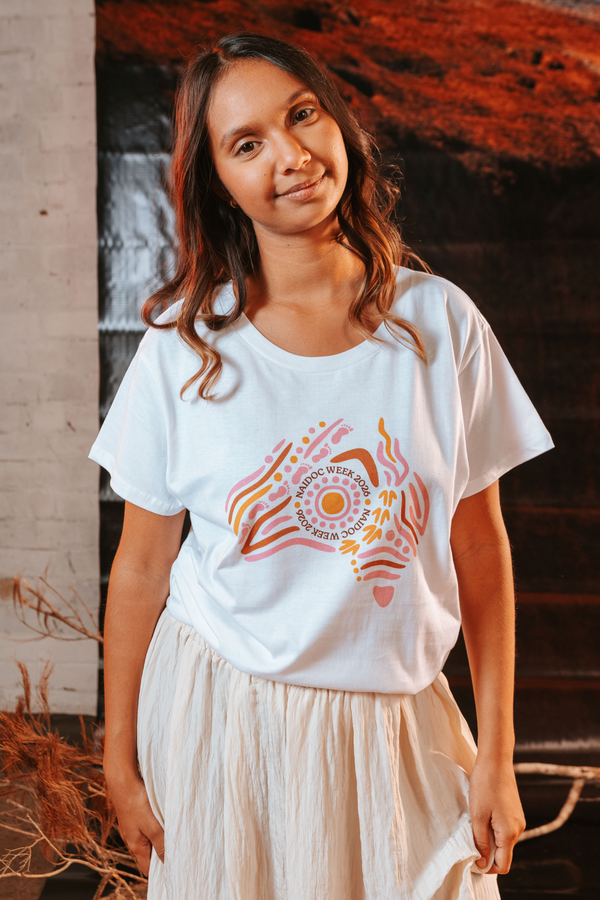 (Bulk) Australia NAIDOC Week 2026 Pink and White Cotton Everyday Women's T-Shirt
