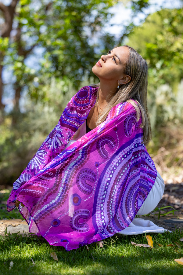 Pink Spring Rectangle Chiffon Scarf