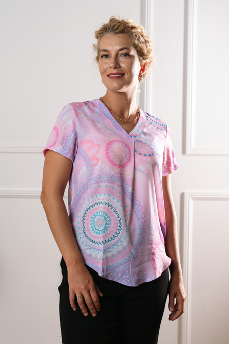 Paths That Brought Us Here NAIDOC 2026 V Neck Women's Short Sleeve Blouse