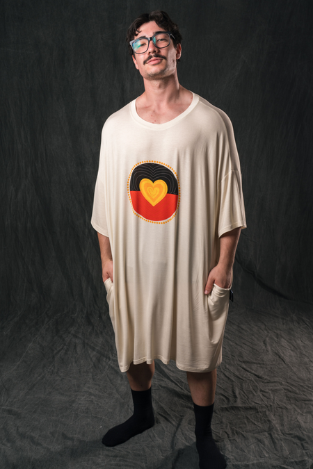 Proud Heart (Bone) Bamboo Oversized Sleep Tee
