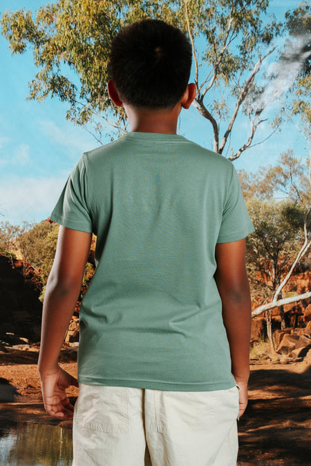 Movement That Never Rests NAIDOC Week 2026 Sage Cotton Premium Kids T-Shirt